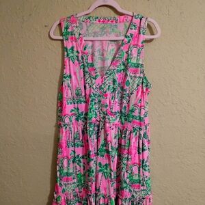 Lilly Pulitzer Pink and Green Sleeveless Dress